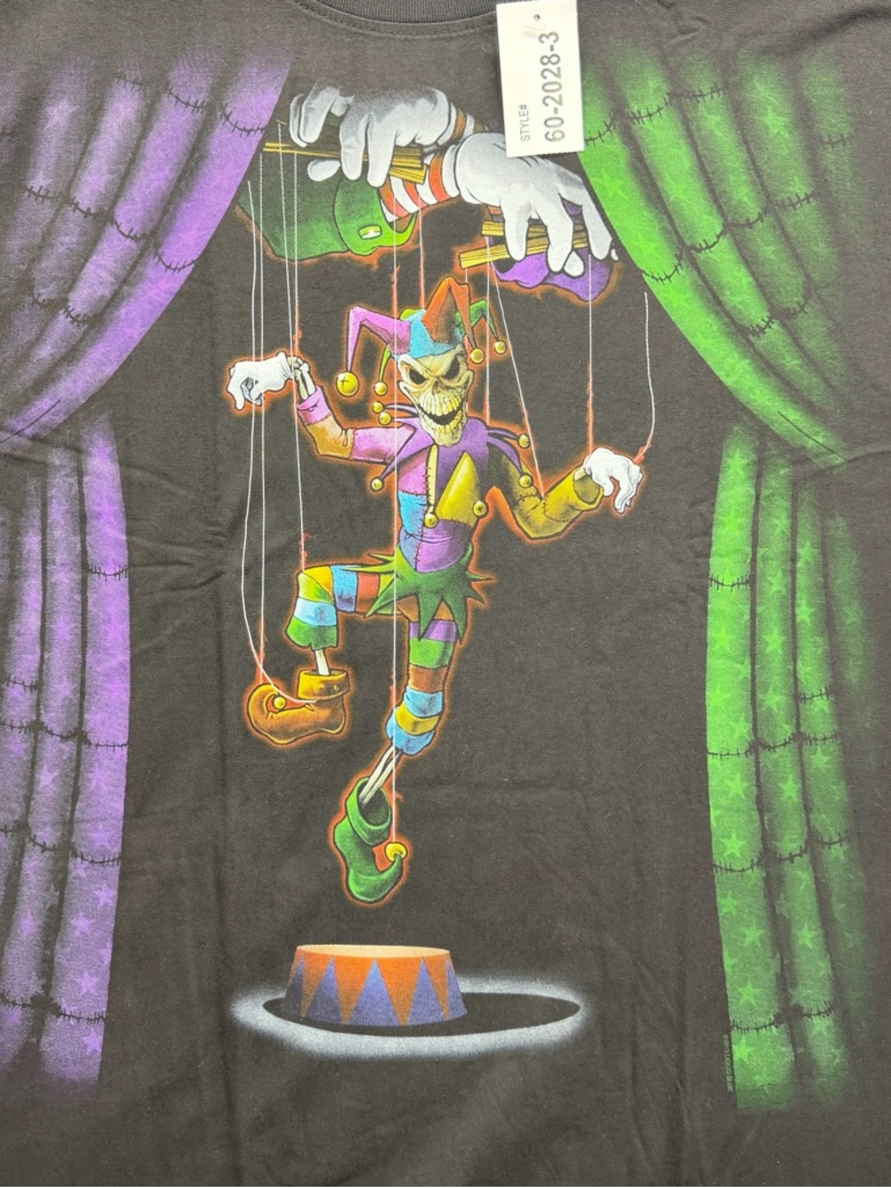 Liquid Blue Black Graphic Puppet Jester T-Shirt Size Men's 6XL - Picture 2 of 8